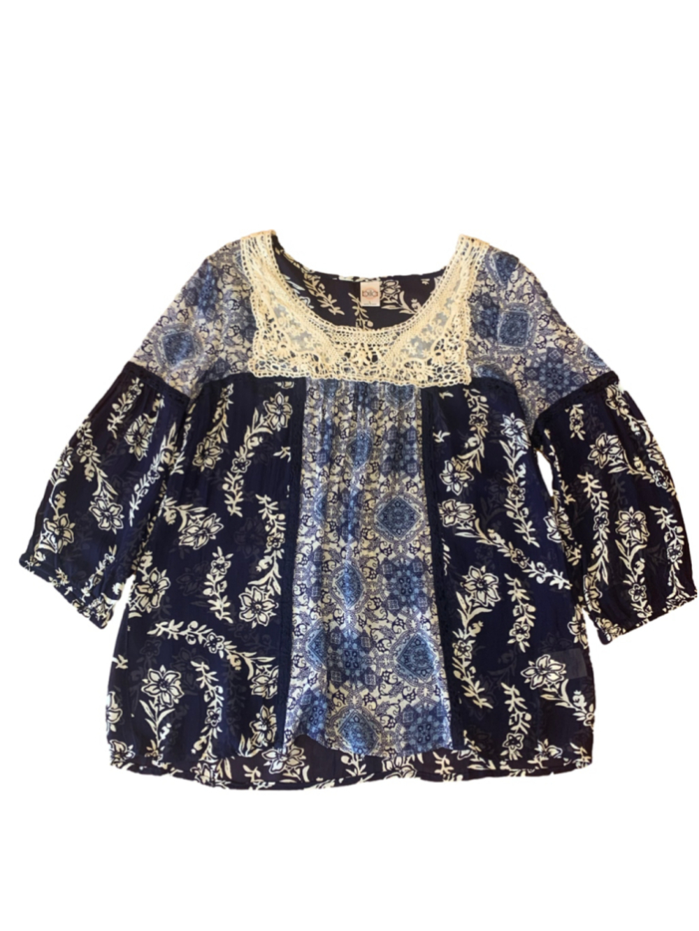 Bila Top Large Navy Cream Design Boho
